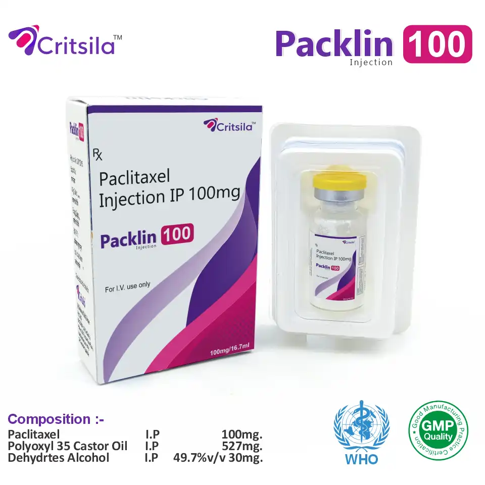 Paclitaxel 100 mg injection vial for chemotherapy